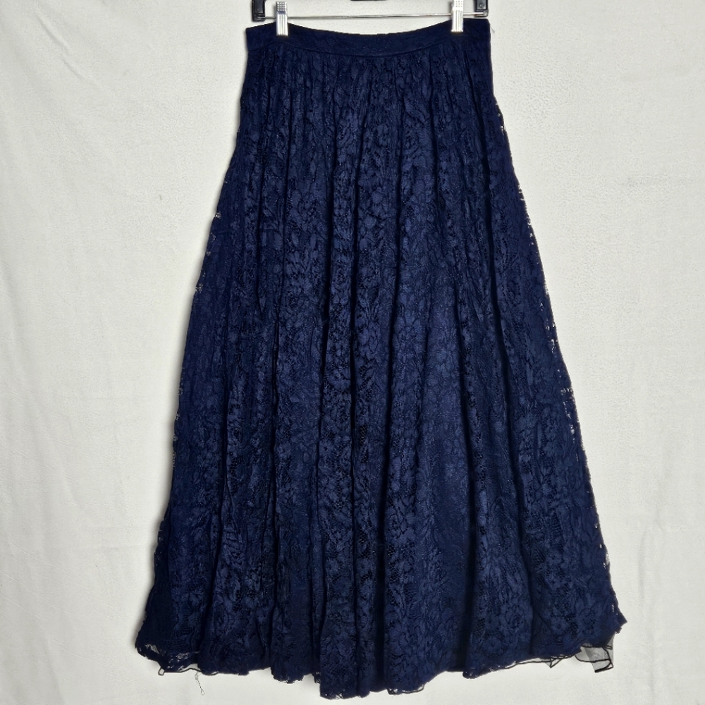 City Triangles Formal Long Lace Skirt Size 11 Blue Layers of Lace & Tulle